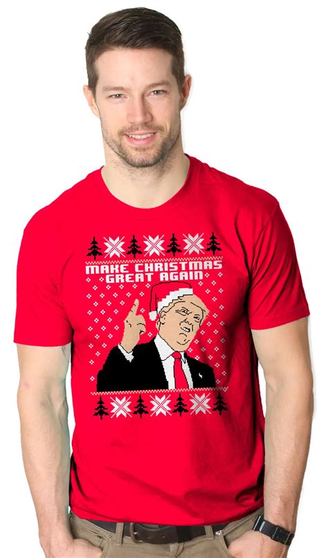 Mens Make Christmas Great Again Santa Hat Trump Funny Ugly Xmas T Shirt
