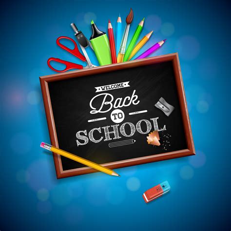 Back To School Design With Colorful Pencil Eraser And Other School