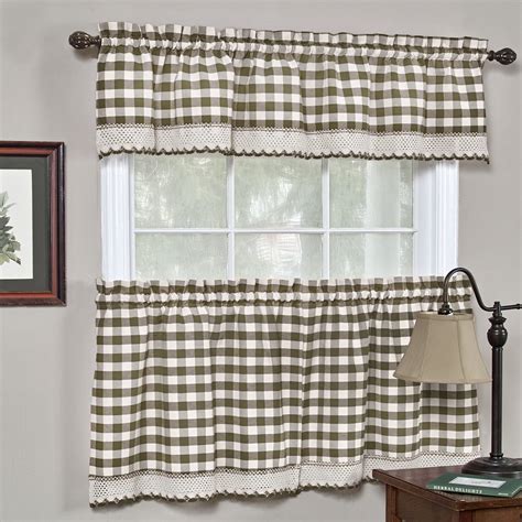 Buffalo Check Gingham Kitchen Window Curtains 24 Tier And Valance Set