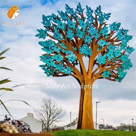 Modern Large Stainless Steel Tree Outdoor Sculpture Decor For Sale