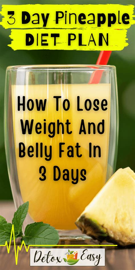 How To Lose Weight And Belly Fat In 3 Days With A Pineapple Diet Detox Drinks Weight Loss Plan