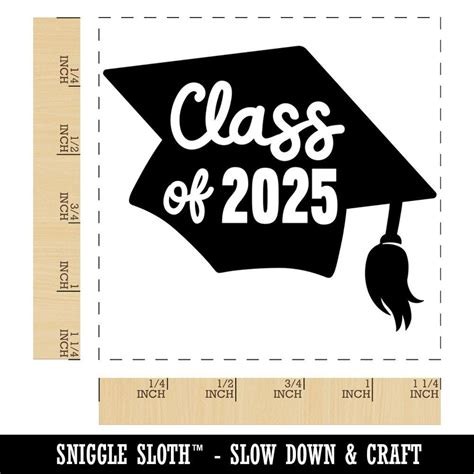 Class Of 2025 Written On Graduation Cap Square Rubber Stamp Etsy