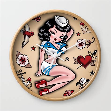 Suzy Sailor Pinup Wall Clock By Miss Fluff Society6