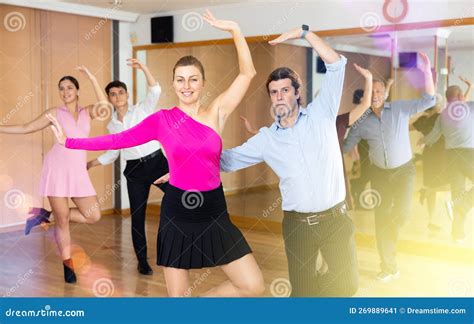 Happy Couple Performing A Paired Dance In Ballroom Stock Image Image Of Waltz Elegance 269889641