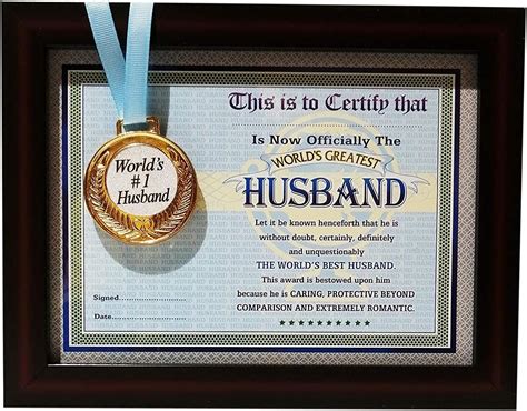 Northland The Worlds Best Husband Framed Certificate With Worlds 1