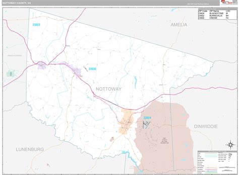 Nottoway County Va Wall Map Premium Style By Marketmaps Mapsales