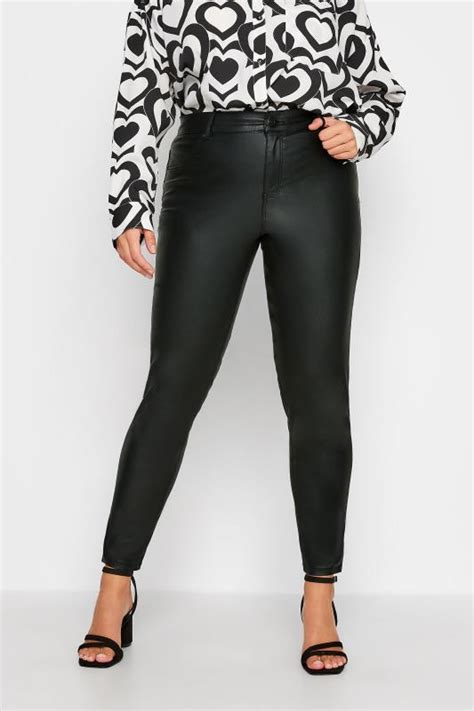 Plus Size Black Coated Skinny Stretch Ava Jeans Yours Clothing
