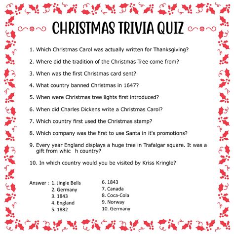 Maybe you would like to learn more about one of these? 6 Best Easy Christmas Trivia Printable - printablee.com