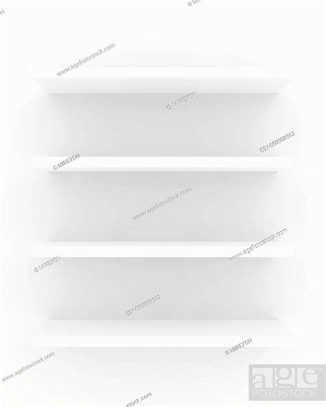 White Blank Showcase Displays Shelf Front View 3d Rendering Stock