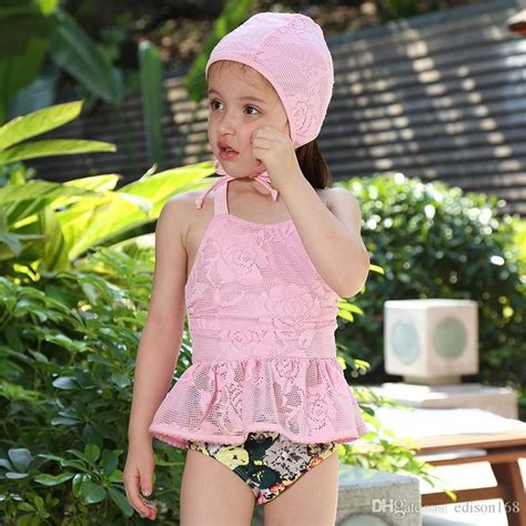2015 New Cute Girl Lace Floral Suspenders One Piece Swimwear Swimsuit