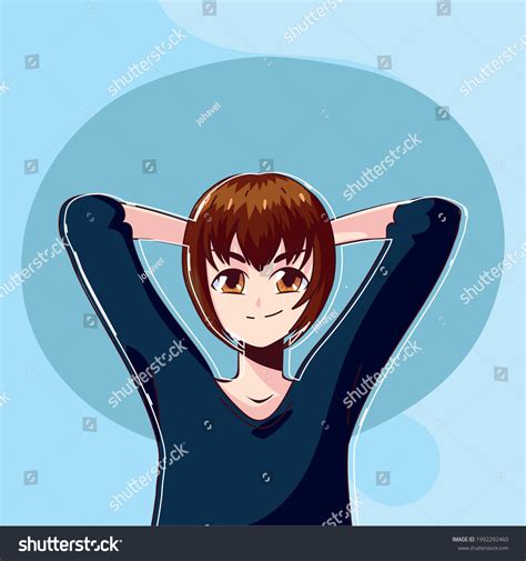 Manga Boy Cartoon Brown Hair Stock Vector Royalty Free Shutterstock