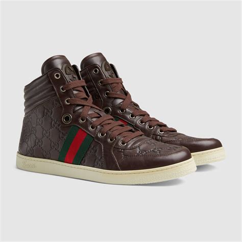 Gucci Ssima Leather High Top Sneaker In Brown For Men Lyst