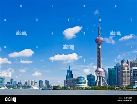 Shanghai Pudong Skyline With Oriental Pearl Prc Peoples Republic Of