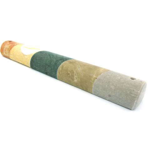 Striped Marble Mezuzah In Natural Colors With Encircled Shin Large