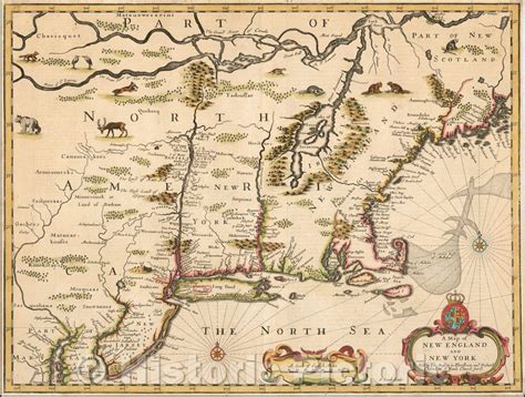 Historic Map A Map Of New England And New York 1676 John Speed V