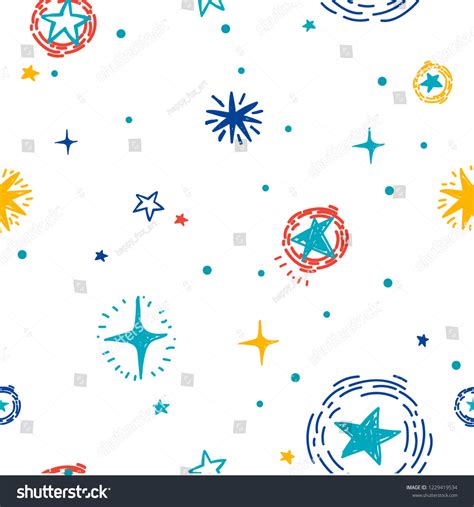 Starry Seamless Pattern Hand Drawn Sketch Stock Vector Royalty Free