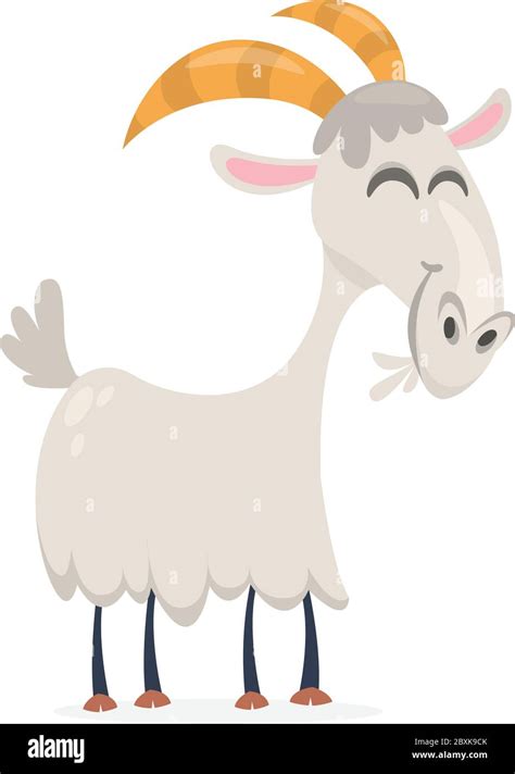 Happy Cartoon Goat Vector Clip Art Illustration With Simple Gradients
