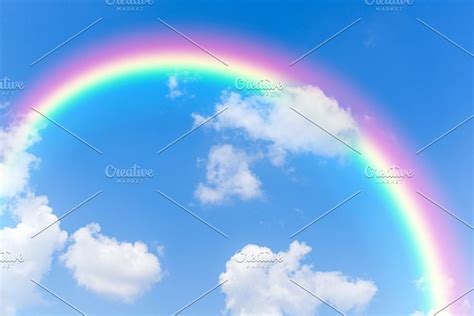 Blue Sky With Rainbow Blue Sky Backgrounds Rainbow Rainbow Background