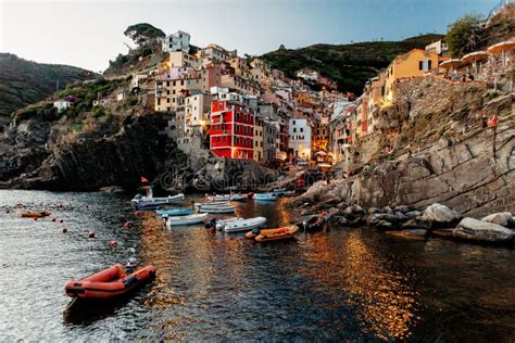 Riomaggiore Beautiful Village In Cinque Terre Liguria Italy Stock