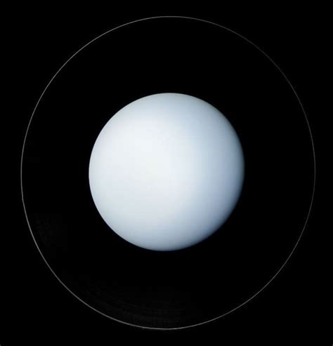 Uranus And Its Rings Composite Of Two Observations From Voyager 2 As