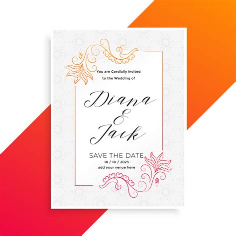 Lovely Floral Wedding Invitation Card Design Template Download Free
