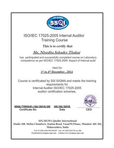 2 Days Training On Internal Auditor Training Iso 9001 Qms At Rs 8500