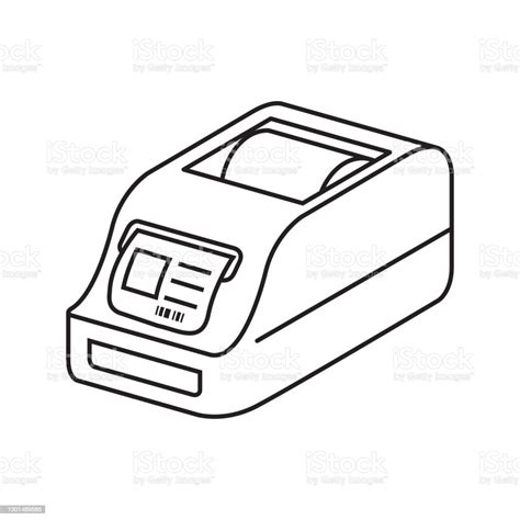 Bar Code Printerlabel Printer Vector Flat Check Printcash Machine Stock