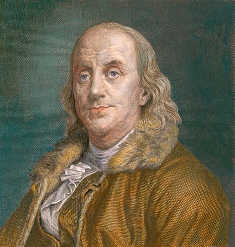 Benjamin Franklin In Portrait Franklin Did Not Wear The Powdered