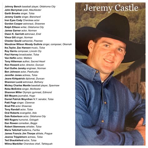 Famous Oklahomans Jeremy Castle People From Oklahoma Country