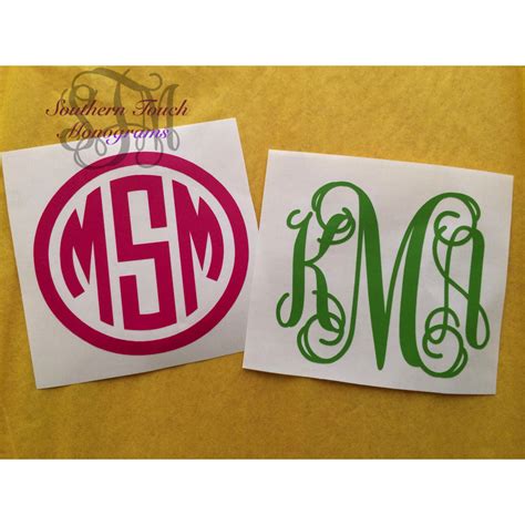 Three Initial Monogram Vinyl Decal Southern Touch Monograms