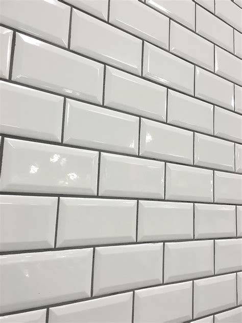 Buy 3x6 White Glossy Finish Beveled Ceramic Subway Tile Shower Walls