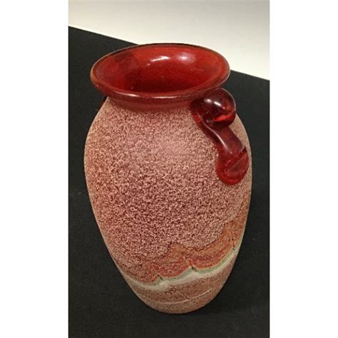 Vintage Italian Murano Glass Scavo Red Vase Chairish