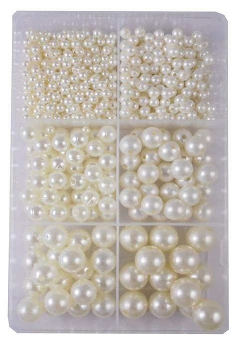Eshoppee 200 Gm Pearl Plastic Bead Set Of 6 Shape Plastic Beads For