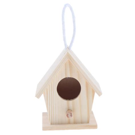 Bird Nest Natural Wood House DIY Birds Parrot Parakeet Hanging Cage Toy