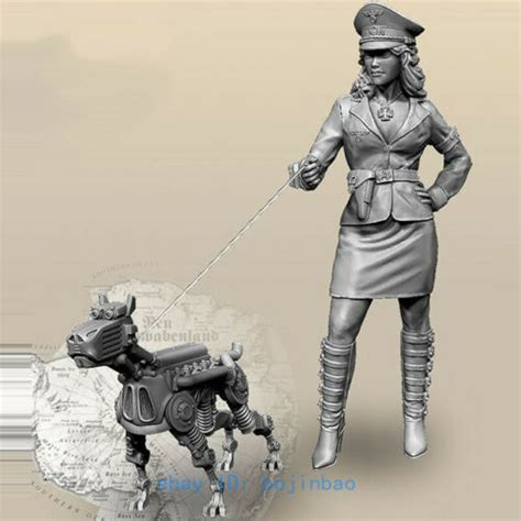 135 Scale Modern Female Soldier And Dog Resin Figure Model Kits
