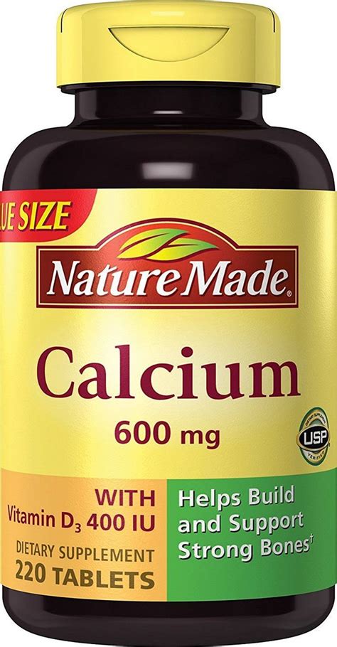 Nature Made Calcium 600 Mg Vitamin D3 Tablet 220 Ct