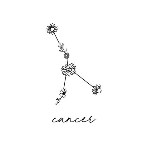 This hand drawn print will be posted to you. Pin by J M W on Tattoos in 2020 | Cancer zodiac tattoo ...