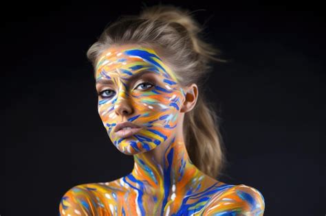 Premium Ai Image A Woman With Body Paint On Her Face