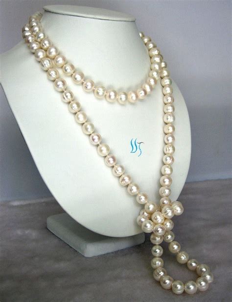 Pearl Necklace Inches Mm White Freshwater Pearl Rope Necklace Free Shipping