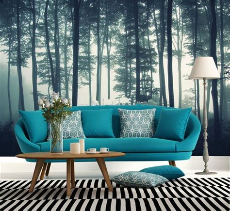 3d Dense Fog Forest Tree Wall Mural Wallpaper Abstract Forest Etsy