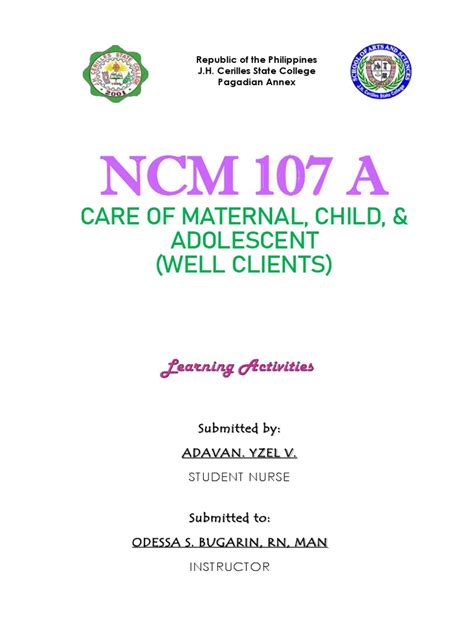 Ncm 107 A Care Of Maternal Child And Adolescent Well Clients Pdf