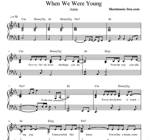 Adele When We Were Young Free Sheet Music Pdf For Piano The Piano Notes