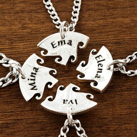 4 Best Friend Necklace Custom Name Necklaces 4 Bff T Etsy