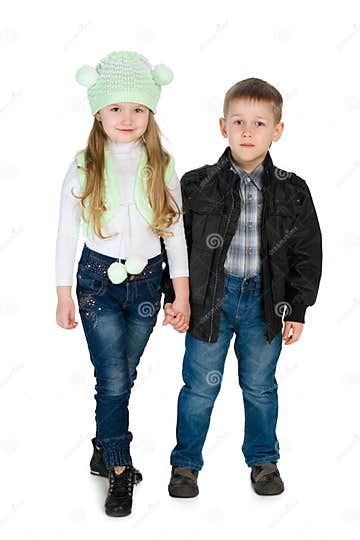 Fashion Children Stand Together Stock Image Image Of Friends Indoors