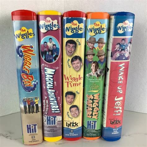 LOT OF 5 VHS Tapes The Wiggles Wiggly Safari Wiggle Bay Wake Up Jeff