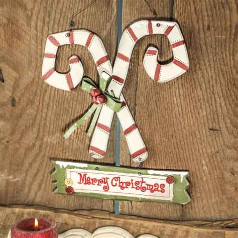Primitive Wooden Candy Cane Hanging Sign Wall Art Christmas And Winter Holiday Crafts