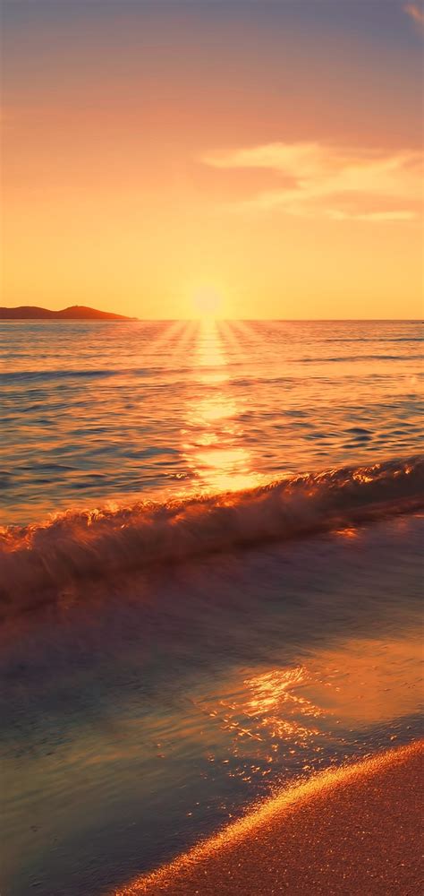 1080x2280 Sea Sunset Beach Sunlight Long Exposure 4k One
