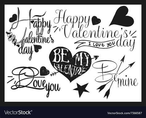 Valentines Day Hand Lettering In Vintage Style Vector Image