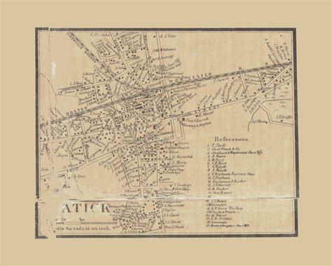 Natick Natick Massachusetts 1856 Old Town Map Custom Print Middlesex Co Old Maps