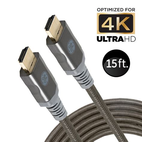Ge 15ft Hdmi Cable With Ethernet Gold Plated Connectors Gray 48722